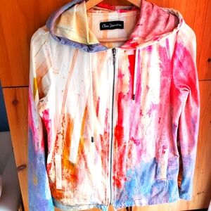 Claire Desjardins Women's Cream & Pink Art To Wear Cotton Hoodie size M